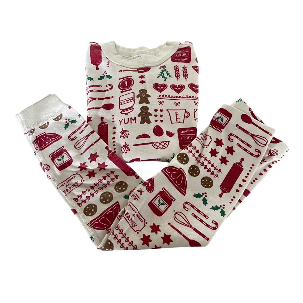 Hanna Andersson Pajama Set Kid 5 Cream Holiday Baking Gingerbread Organic Cotton